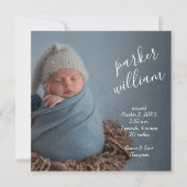 Elegant Baby Foto Birth Ankündigung (Vorderseite)