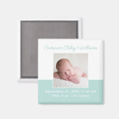 Elegant Baby Foto Mint Green Geburtshinweis Magnet (Vorderseite/Rückseite)