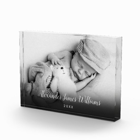 Elegant Baby Foto Script Name Keepake (Rechts)