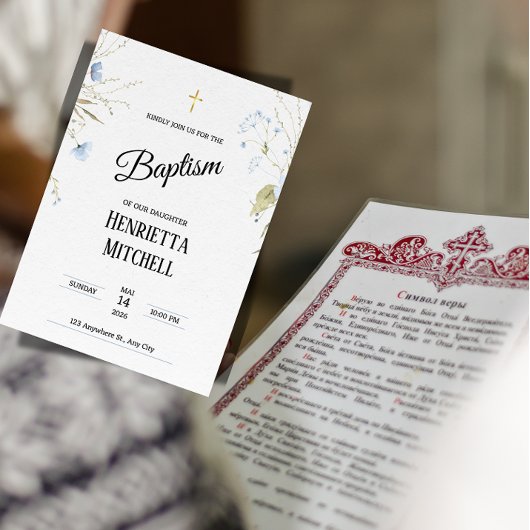 Elegant Baby Girl Baptism Invitation Einladung