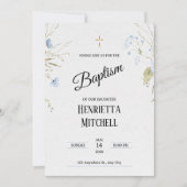 Elegant Baby Girl Baptism Invitation Einladung (Vorderseite)