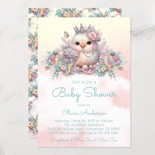 Elegant Baby Girl Chick Baby Shower Einladung