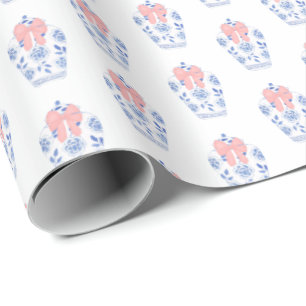 Elegant Baby Girl Duwer Pink Ribbon Ginger Jar Geschenkpapier