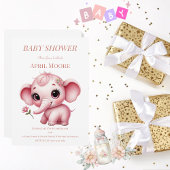 Elegant Baby Girl Pink Elephant Baby Shower Einladung