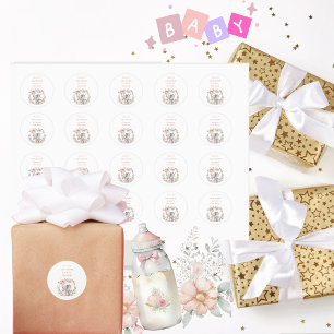 Elegant Baby Girl Pink Elephant Baby Shower Runder Aufkleber