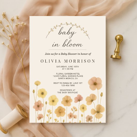 Elegant Baby In Bloom Boho Baby Shower Einladung