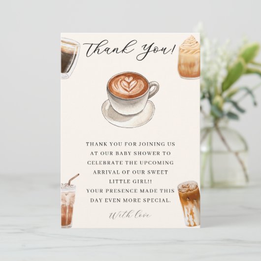 Elegant Baby ist das Brewing Coffee Baby Duwer Dankeskarte (Stehend Vorderseite)