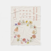 Elegant Baby Milestone Blumenstrauß Wasserfarbe Fleecedecke (Vorderseite)
