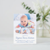 Elegant Baby Neuborn 4 Foto Geburtsankündigung Postkarte (Stehend Vorderseite)