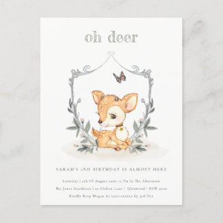 Elegant Baby Oh Deer floral Wappen jedes Alter Geb Postkarte
