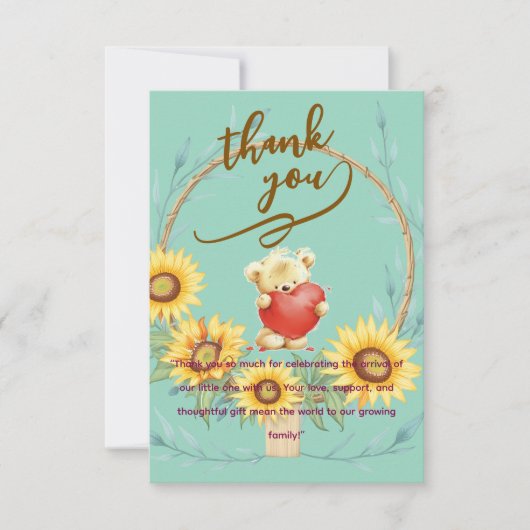 Elegant Baby personalized Flat Thank You Card Dankeskarte (Vorderseite)