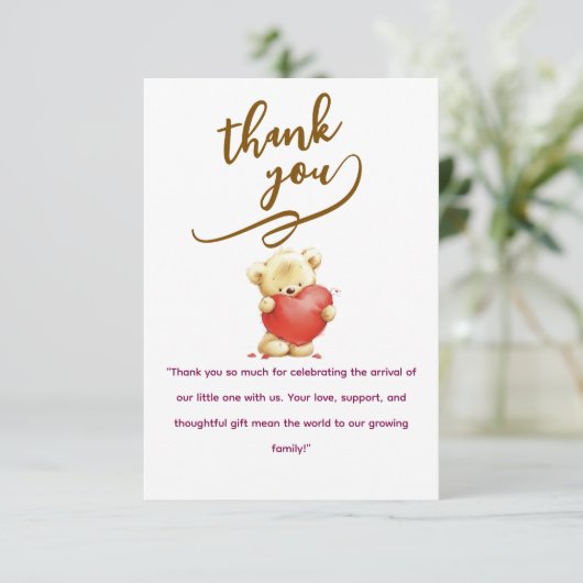 Elegant Baby personalized Flat Thank You Card Dankeskarte (Stehend Vorderseite)