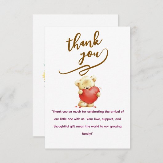 Elegant Baby personalized Flat Thank You Card Dankeskarte (Vorne/Hinten)