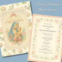 Elegant Baby Shower Blue Floral Religious