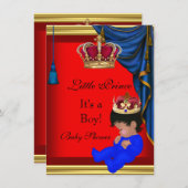 Elegant Baby Shower Boy Blue Red Little Prince 2 Einladung (Vorne/Hinten)