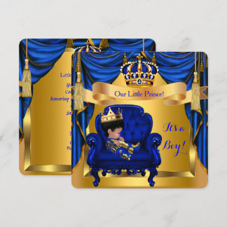 Elegant Baby Shower Boy Prince Royal Blue Gold Einladung