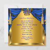 Elegant Baby Shower Boy Prince Royal Blue Gold Einladung (Rückseite)