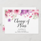 Elegant Baby Shower Floral Änderung der Pläne Einladung (Vorne/Hinten)