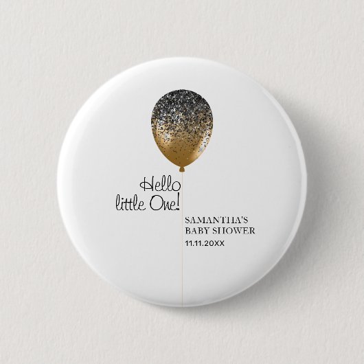 Elegant Baby Shower Gold Balloon Button (Vorderseite)