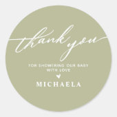 Elegant Baby Shower handgeschriebenes Skript Viele Runder Aufkleber (Vorderseite)