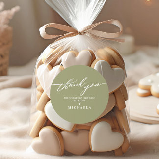 Elegant Baby Shower handgeschriebenes Skript Viele Runder Aufkleber