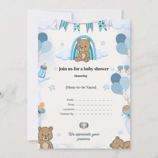 Elegant Baby Shower Invitation Einladung (Vorderseite)