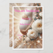 Elegant Baby Shower Invitation Floral Design Einladung (Vorne/Hinten)