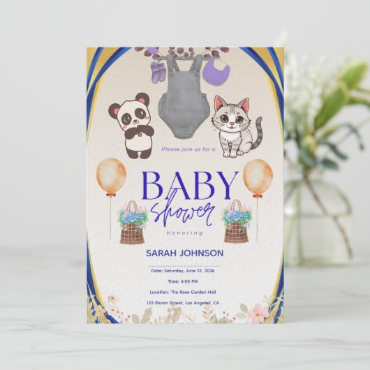 Elegant Baby Shower Invitation | Modern Minimalist Einladung (Stehend Vorderseite)