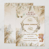 Elegant Baby Shower Invitation | Pink Floral Einladung (Vorne/Hinten)