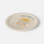 Elegant Baby Shower Invitation with Family Name Pappteller (Schrägansicht)