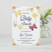 Elegant baby shower Invitation with floral design Einladung (Stehend Vorderseite)