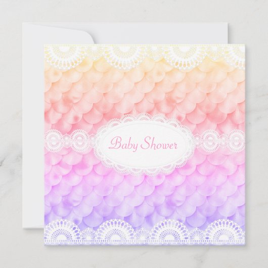 ELEGANT BABY SHOWING INVITATION Regenbogen MERMAID Einladung (Vorderseite)