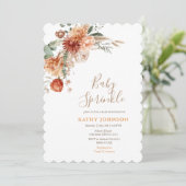 Elegant Baby Sprinkle Terracota Floral Baby Shower Einladung (Stehend Vorderseite)