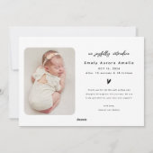 Elegant Baby's First Christmas Birth Ankündigung (Rückseite)