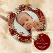 Elegant Baby's First Christmas Birth Stats Foto Keramik Ornament