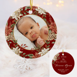 Elegant Baby's First Christmas Birth Stats Foto Keramik Ornament