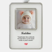 Elegant Baby's First Christmas Foto Rahmen-Ornament Silber (Vorderseite)