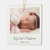 Elegant Baby's My First Christmas Foto Keramikornament (Links)