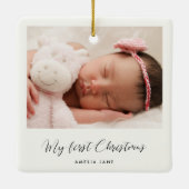Elegant Baby's My First Christmas Foto Keramikornament (Rückseite)