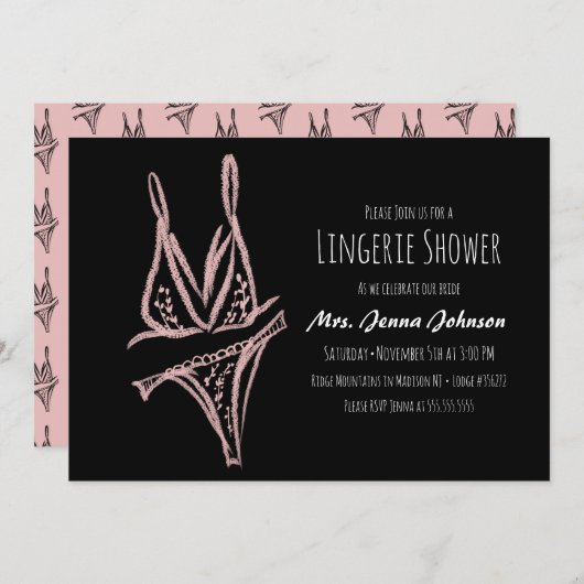 Elegant Bachelorette Lingerie Brautparty Pink (Vorne/Hinten)