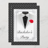 Elegant Bachelor's Party Einladung in Silver (Vorne/Hinten)