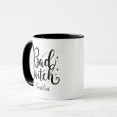 Elegant Bad Witch Name Halloween Schwarz-Weiß Tasse (Vorderseite Links)