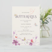 Elegant Baho Er gibt mir Schmetterlinge Brautparty Einladung (Stehend Vorderseite)