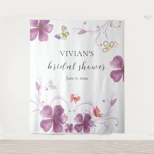 Elegant Baho Er gibt mir Schmetterlinge Brautparty Wandteppich (Vorderseite)