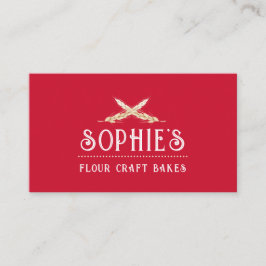 Elegant Baker's Logo Red Business Card Visitenkarte