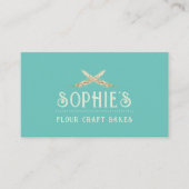 Elegant Baker's Logo Türkis Business Card Visitenkarte (Vorderseite)