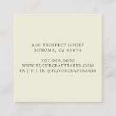 Elegant Baker's Pastry Koch Logo Cream Sage Green Quadratische Visitenkarte (Rückseite)