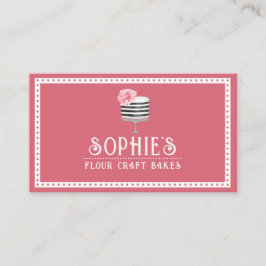 Elegant Baker's Pink Cake Logo Business Card Visitenkarte
