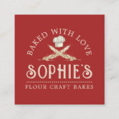 Elegant Baker's Red Business Card Quadratische Visitenkarte (Vorderseite)