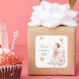 Elegant Ballerina Birthday Square Sticker